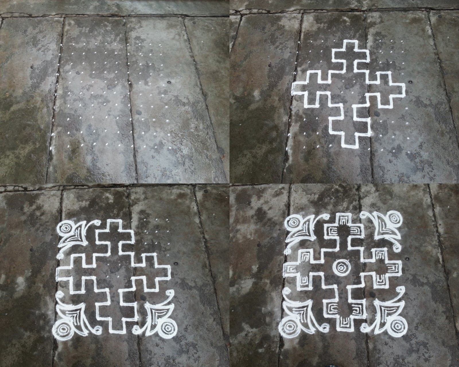 Rangoli designs/Kolam [S.No 127] 1010 Pulli Flower Kolam